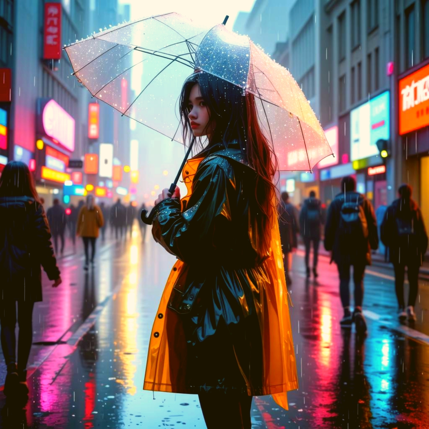 A girl under an umbrella