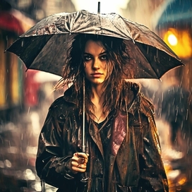 A girl under an umbrella