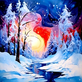 Seasons in fluid art style