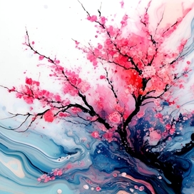 Seasons in fluid art style