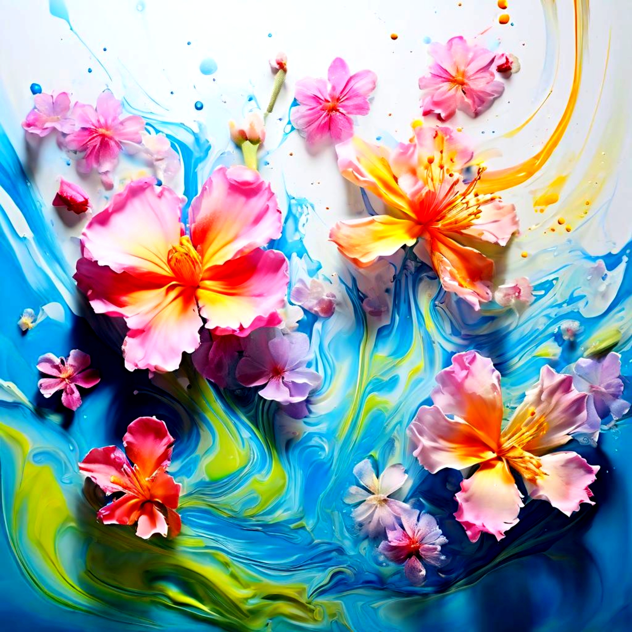 Seasons in fluid art style