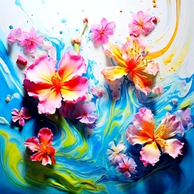 Seasons in fluid art style