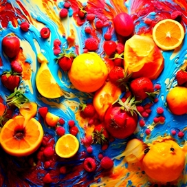 Seasons in fluid art style