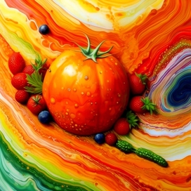 Seasons in fluid art style