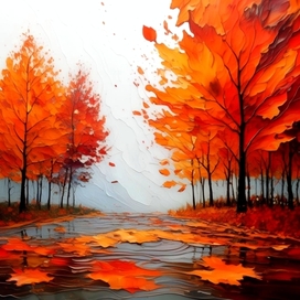 Seasons in fluid art style