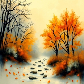 Seasons in fluid art style