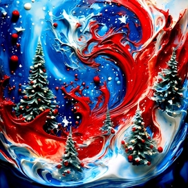 Seasons in fluid art style