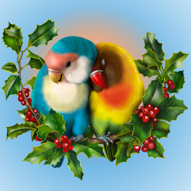 Parrots. Drawn in Photoshop