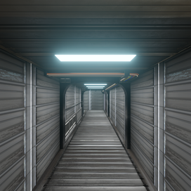 The corridor to the hangar on the asteroid