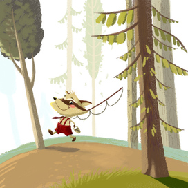 Енотик собрался порыбачить