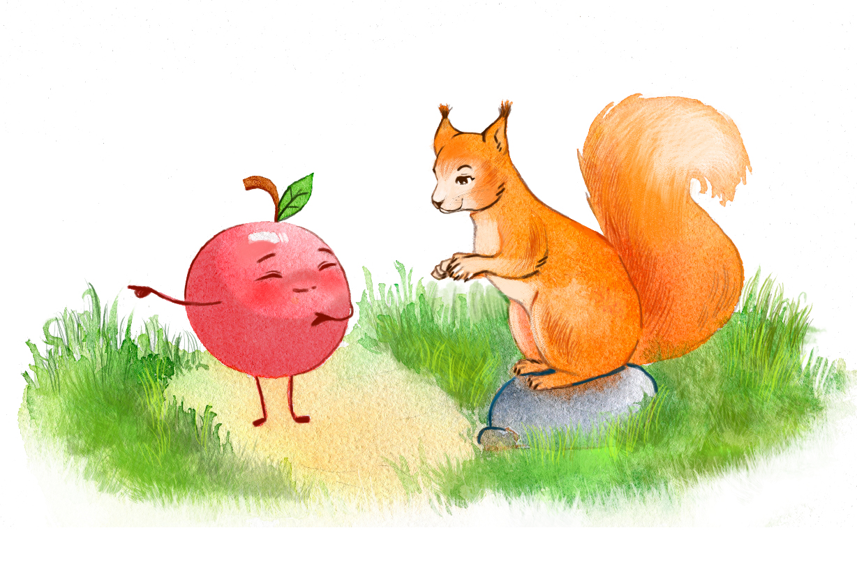 Яблочко и белочка