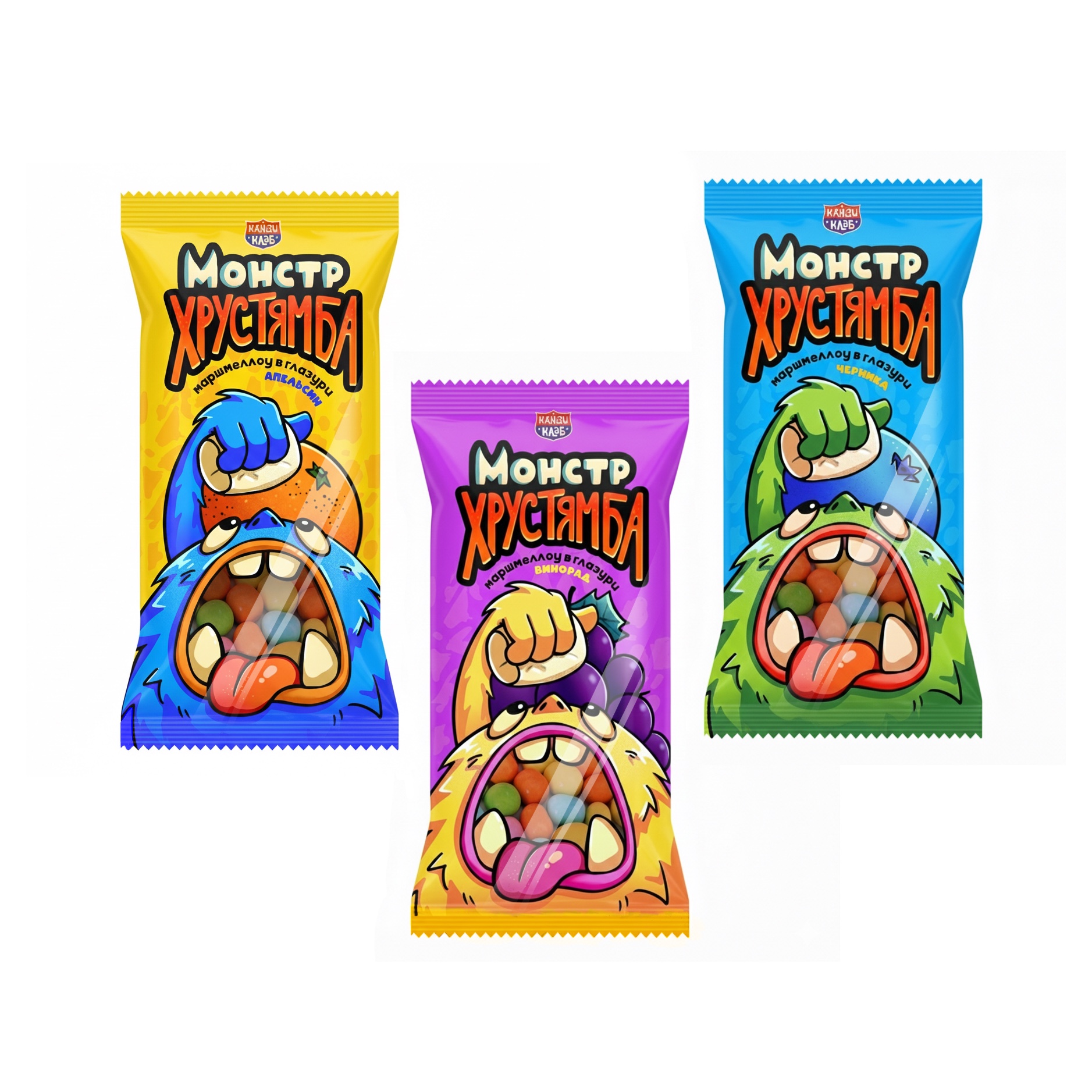 Серия упаковок маршмеллоу в глазури. Монстр хрустямба