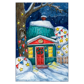 Тёплый свет зимы. Зимний домик.