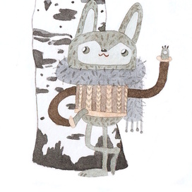 Заяц у берёзы