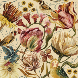 Цветочный принт с сиренами