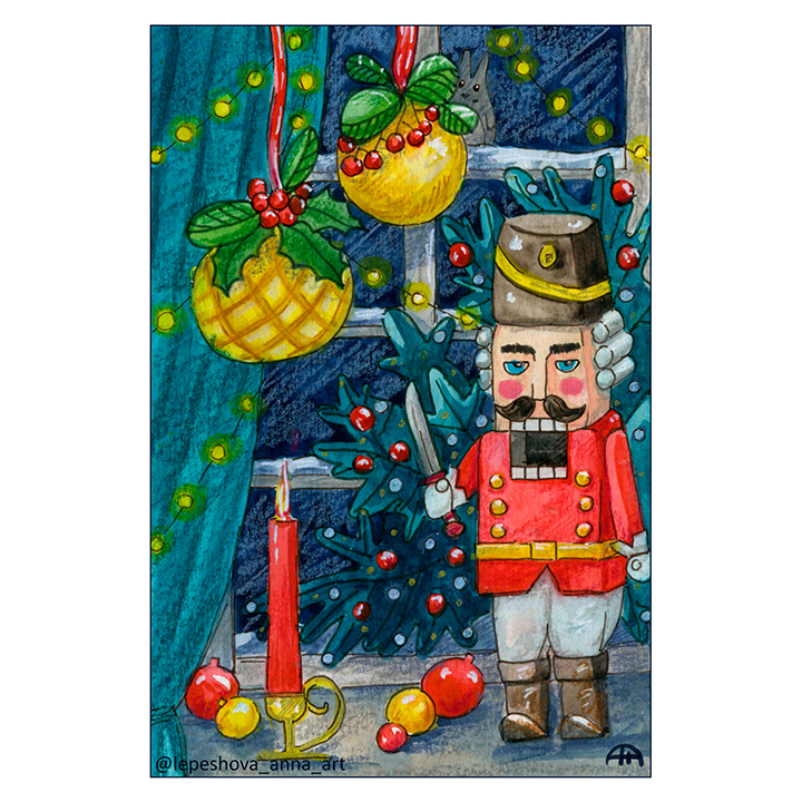 Тёплый свет зимы. Щелкунчик у окна.