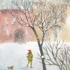 Прогулка у снежного дерева