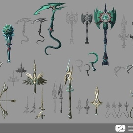 Concept art of weapons