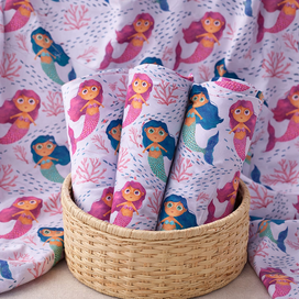 The Little Mermaid. Seamless pattern.