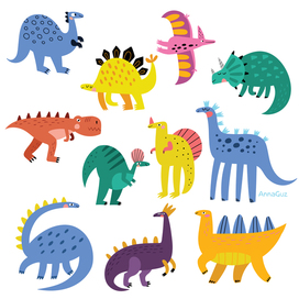 Vector set of digosaurus