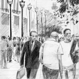 Уличная толпа в Барселоне