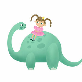 Children’s Illustration: Dinosaur and Princess