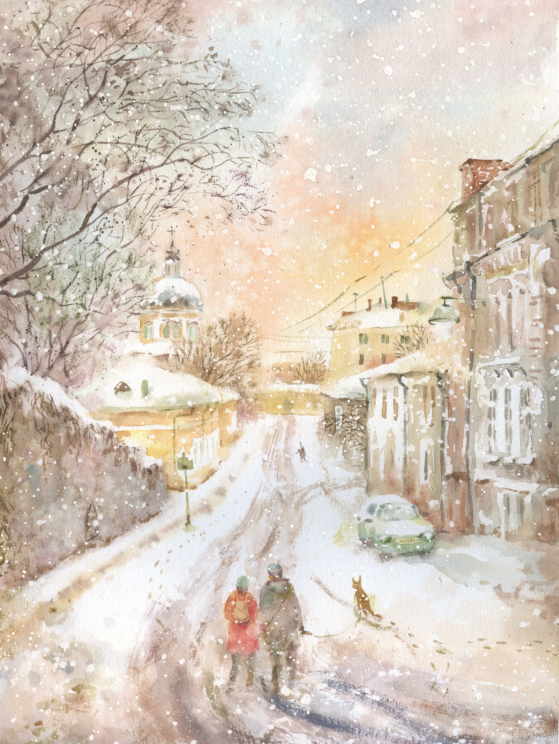 Ивановская горка, Москва. Акварель.