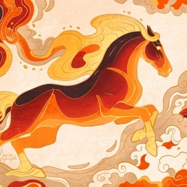 Открытка конь