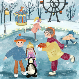 зимняя открытка для пекарни