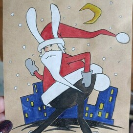 дед мороз спешит к зайцам