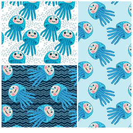 Jellyfish. A sea tale. Pattern.