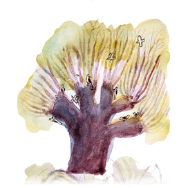 Птички на дереве 