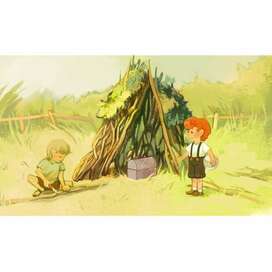 Дети строят шалаш