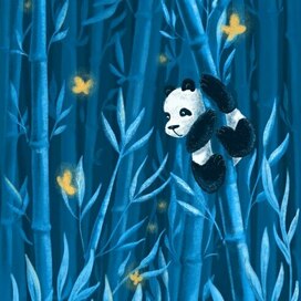 Панда в ночной лесу