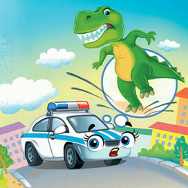 маленькая полицейская машинка, которая старается быть смелой. для издательства Клевер. серия Баю -бай