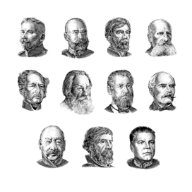 Engrave style illustration for postage stamp