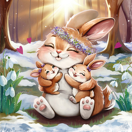 Мама с зайчатами