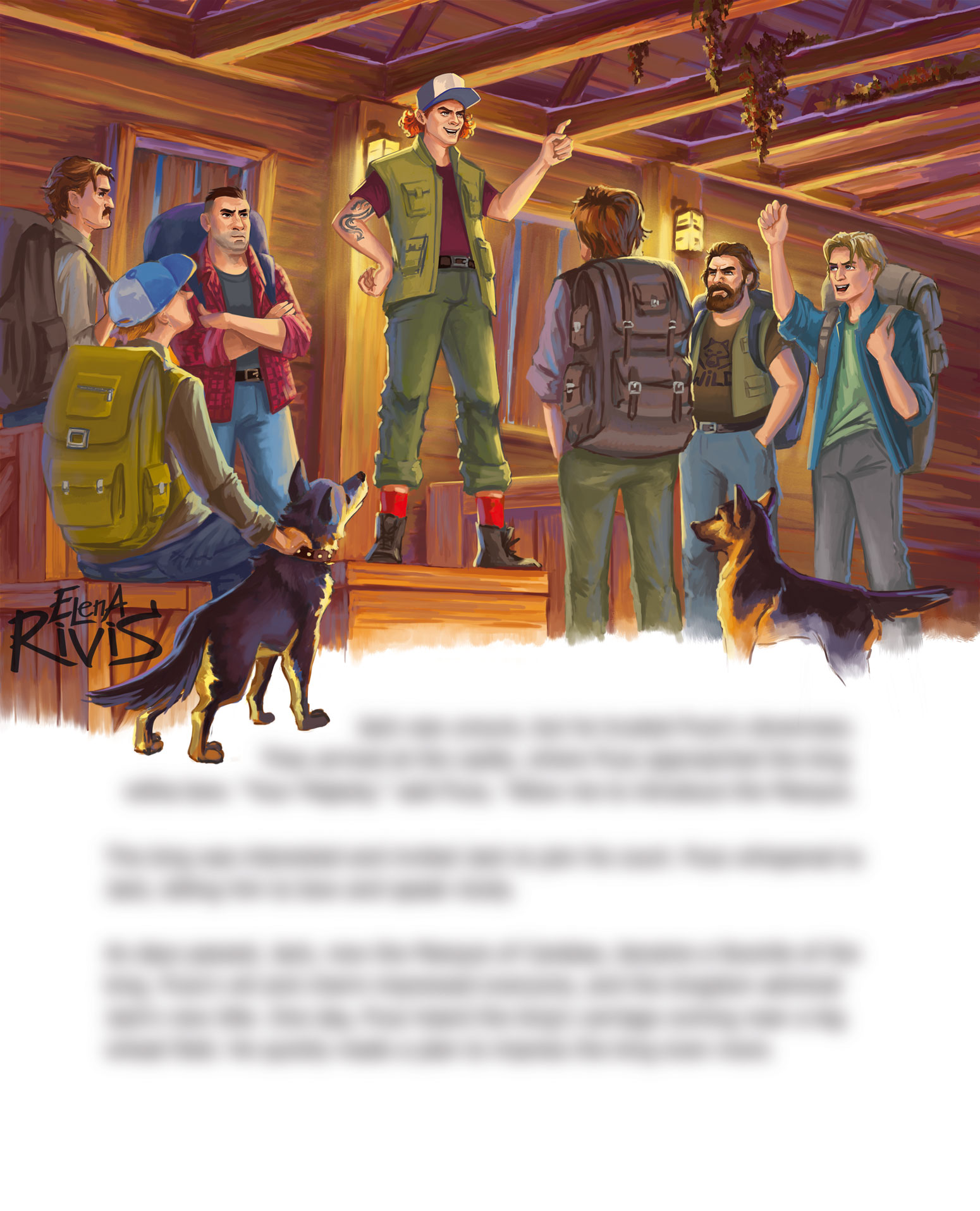 Полуполосная иллюстрация для книги про лис