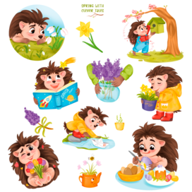 Hedgehog and Spring, sticker pack