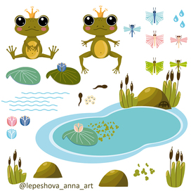 Set of elements. "The Frog Princess. A Little Fairy Tale"