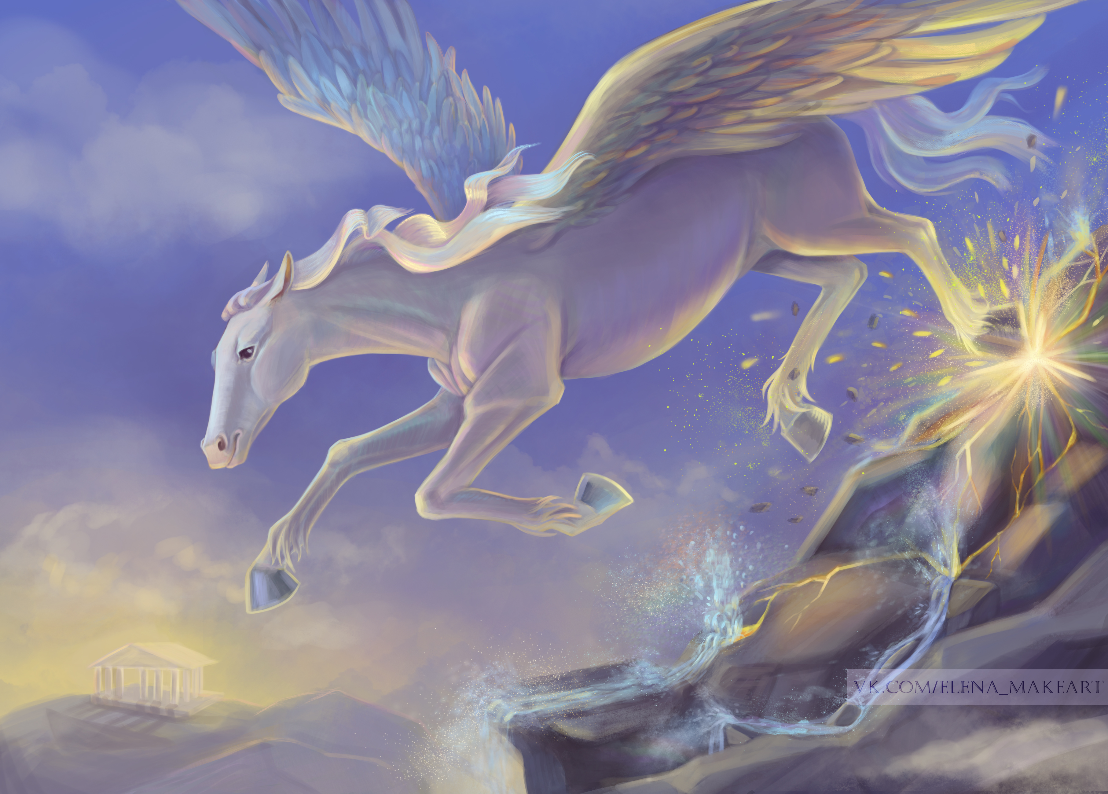 Пегас, создающий ударом копыта источник вдохновения Гиппокрен