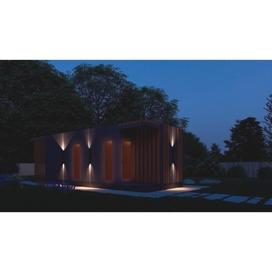 "UstinovSad" modular house, view at night