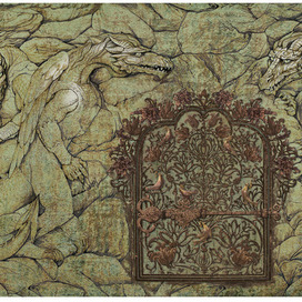 Endpaper for the fairytale novel "The Three Bridges" by M. Ordynskaia