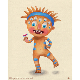 Cute Monster and Ladybug