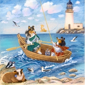 Шетландские рыбаки. Иллюстрация для шелти-календаря 