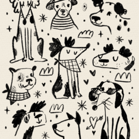 Иллюстрация с собаками - скетч стиль, драфты Masha BGD