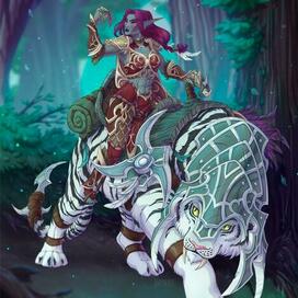 Night Elf on a Tiger | WoW Fanart | Alliance Mount