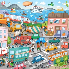 Виммельбух иллюстрация Транспорт