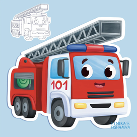  Fire Truck. Puzzle Illustration