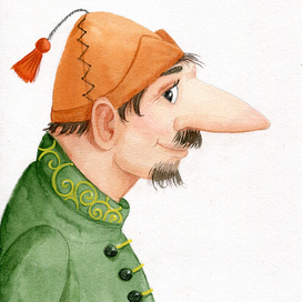 portrait of a character with a long nose